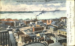 Bird's Eye View And Harbor Of Seattle Washington Postcard Postcard