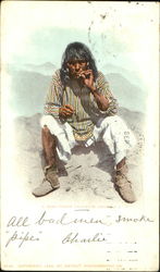 A Moki Indian Cigarette Smoker Postcard