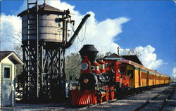 Passenger Train At Frontierland Water Tower Postcard