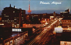 Downtown Phoenix At Night Postcard