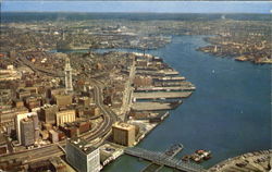 Air View Of Boston Waterfront Massachusetts Postcard Postcard