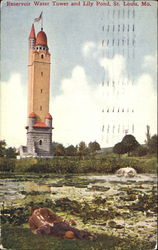 Reservoir Water Tower And Lily Pond St. Louis, MO Postcard Postcard