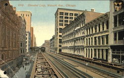 Elevated Loop, Wabash Ave Postcard