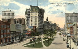 Cadillac Square Looking West From County Building Postcard