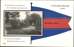 A Friendly Message From Harris Michigan Postcard Postcard