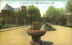 Capital Ave, West From 17th St. Omaha, NE Postcard Postcard