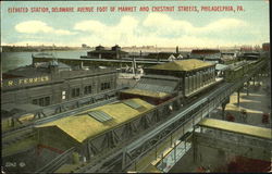 Elevated Station, Delaware Avenue Foot of Market and Chestnut Streets Postcard