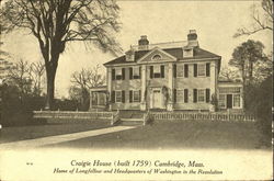 Craigie House Cambridge, MA Postcard Postcard