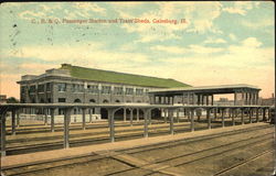 C., B. & Q. Passenger Station And Train Sheds Galesburg, IL Postcard Postcard