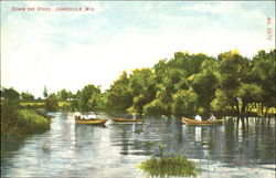 Down The River Janesville, WI Postcard Postcard