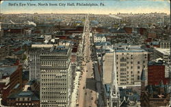 Bird's Eye View North From City Hall Postcard