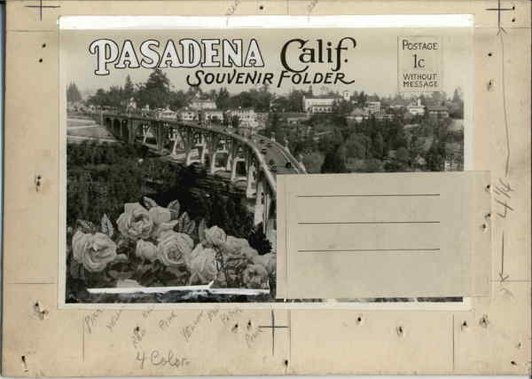 Rare Layout Board for Souvenir Folder Original Artwork Pasadena California