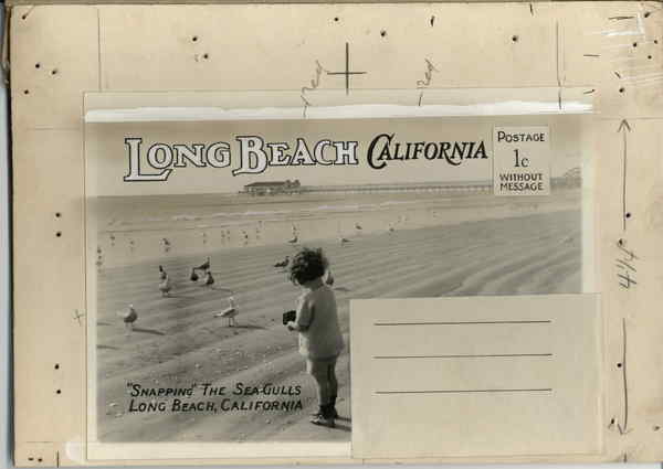 Rare Layout Board for Souvenir Folder Snapping the Sea Gulls Long Beach California