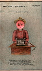 Miss Bertha Button Face Buttons Postcard Postcard