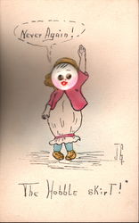 Button Face Girl "The Hobble Skirt" Buttons Postcard Postcard