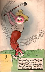 Button Face Golfer Postcard