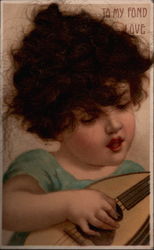 Child Playing Lute Postcard