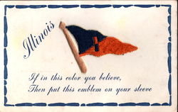 University of Illinois College Pennant Embroidered Silk Postcard Postcard