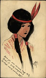 Painting of Native American Girl Postcard