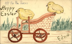 Two yellow chicks on a cart Postcard