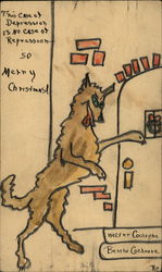 Drawing of Wolf at the Door Postcard