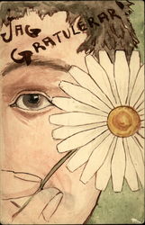 Daisy and Half of a Child's Face Postcard