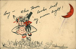 Two Bugs Dressed in Clothes Postcard