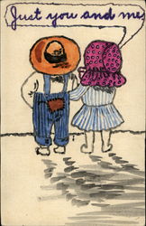 Drawing of a Couple at the Beach Postcard