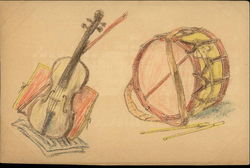 Instruments - Violin and Drum Postcard