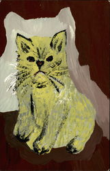 Yellow Kitty, original art Postcard