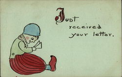 Drawing of a Person wearing Clogs Postcard