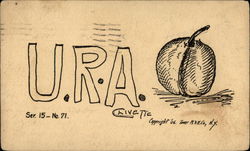 U.R.A. (Peach) pen & ink drawing Postcard