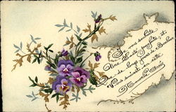 Violets and message in French Postcard