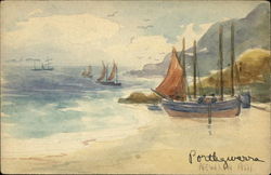 Painting of Fishing Boats at Porthgwarra Postcard