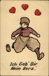 Dutch Boy With Heart Motif "I Give You My Heart" Postcard