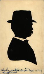 Silhouette of Man with Hat Postcard