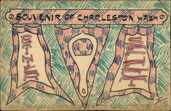 Hand-drawn plaque, pennants Charleston, WA Breweriana Postcard Postcard