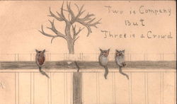 Three Kittys on a Fence Made from Pussywillows Postcard