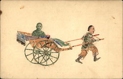 Chinese Stamp Montage - Rickshaw Postcard