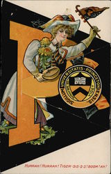 Princeton University College Girl Fold-out Postcard