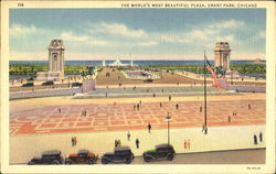 The World's Most Beautiful Plaza, Grant Park Chicago, IL Postcard Postcard