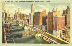 Wacker Drive Taken From Merchandise Mart Looking South Postcard