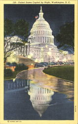 United States Capitol By Night Postcard