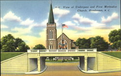 View Of Underpass And First Methodist Church Postcard