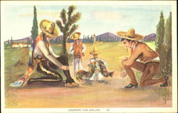 Jugando Los Gallos Mexico Postcard Postcard