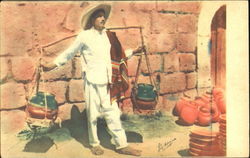 The Typical Pottery Vender Mexico Postcard Postcard