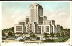 City Hall Vancouver, BC Canada British Columbia Postcard Postcard