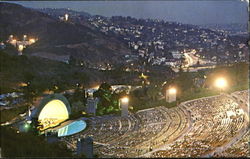 Hollywood Bowl At Night California Postcard Postcard