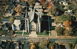 Aerial View Of St. Mary's Church, 46 Main St Cortland, NY Postcard Postcard