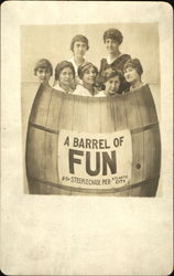 The Barrel Of Fun: 7 Women in a Barrel Steeplechase Pier Atlantic City, NJ Postcard Postcard